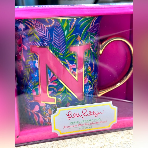 NWT Lilly Pulitzer initial Ceramic mug N 14 ounces - Picture 1 of 4